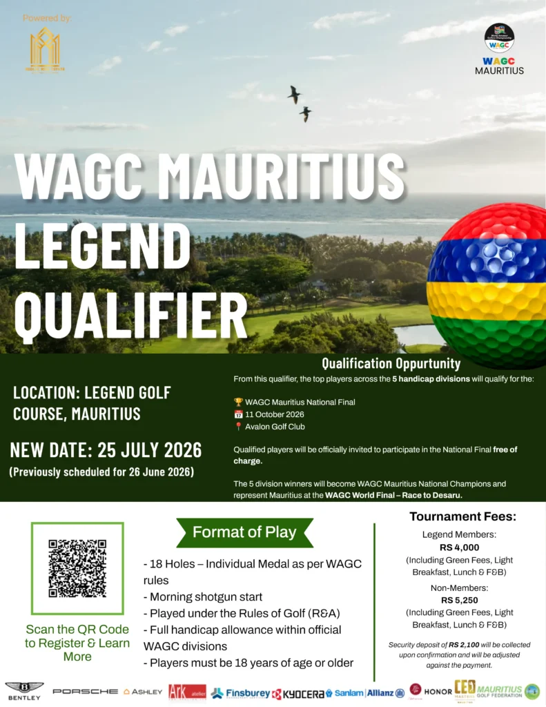 WAGC Mauritius Legend Qualifier Rescheduled to 25 July 2026 at Legend Golf Course